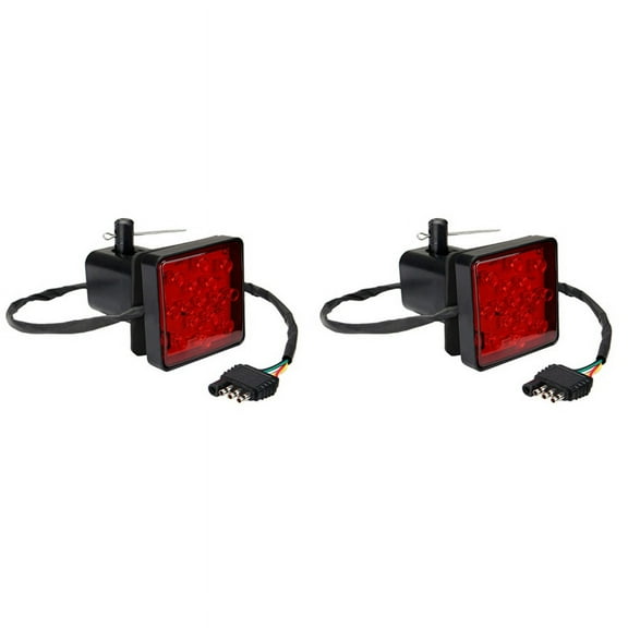 2X Red 15 LED 2 Inch Trailer Truck Hitch Tow Haul Receiver Cover Brake Light with Pin 12V