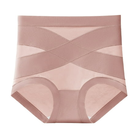 4 Packs Women s Underwear High Waist Non Silk Crotch Bactericidal Lightweight Plastic Briefs Panties for Women XXL Rose Gold