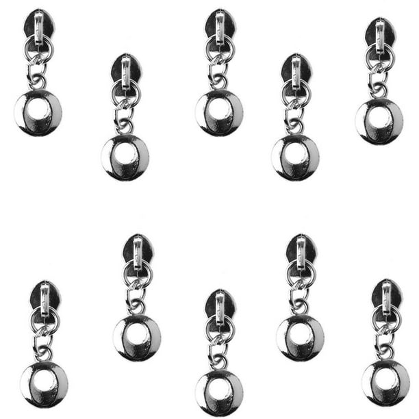 10 Piezas con Cabeza de Cremallera, Deslizadores de Cremallera, Tirador de Cremallera, Kit de Reparación de Repuesto para Cremallera de Nailon, Herram Blanco Soledad Tirador de la cremallera