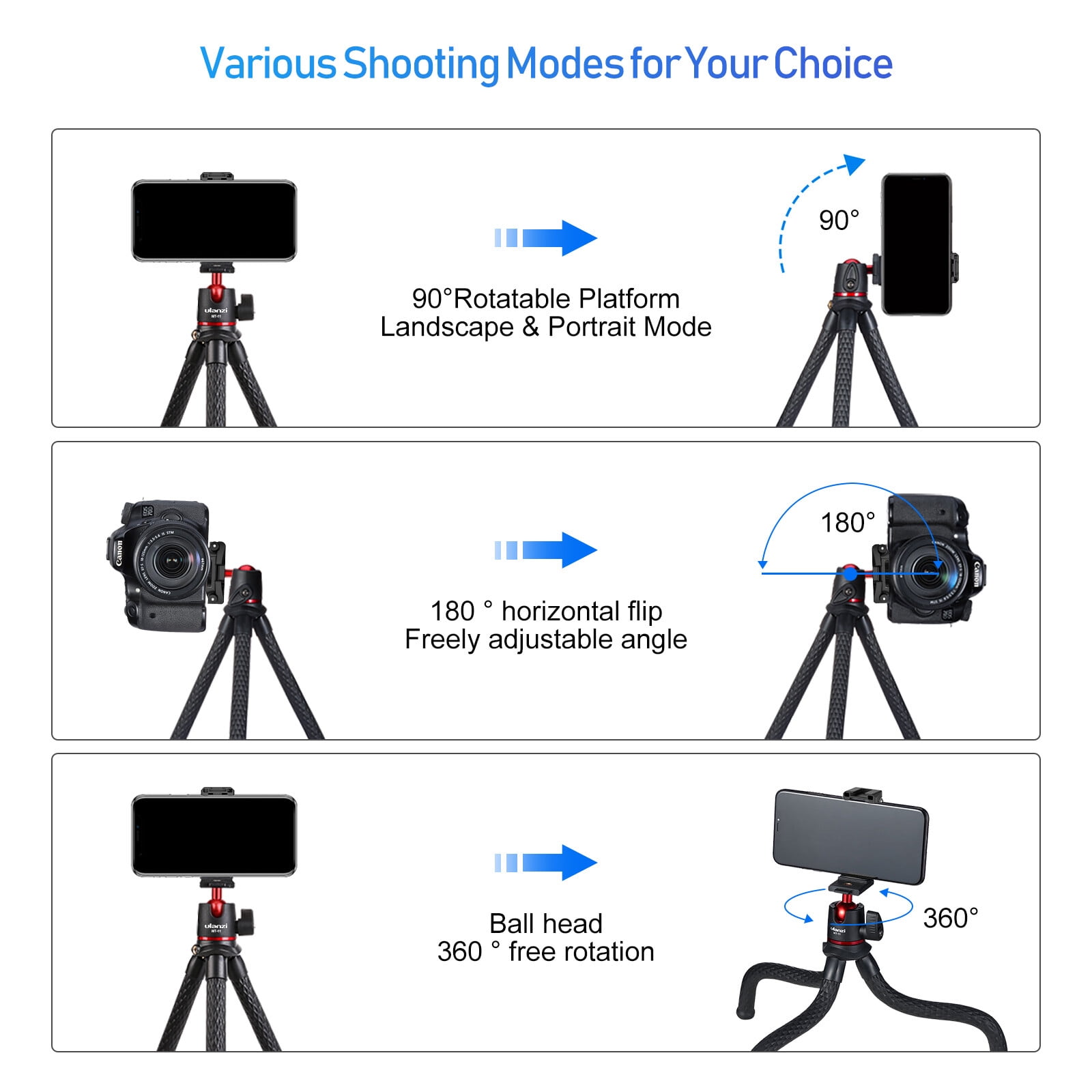 Ulanzi MT-11 2 in 1 Extend Flexible Octopus Tripod for Smartphone DSLR Camera