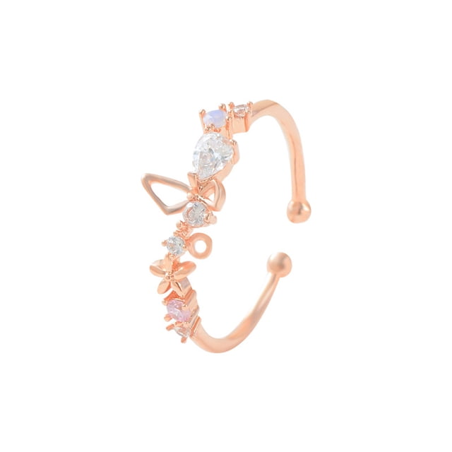 Qarigey Anillo con lazo que se puede abrir, ceremonia de boda, fiesta, banquete, anillos de diamantes de imitación de cobre, joyería de cristal, regalo Ropa, zapatos y accesorios Miscelánea Qarigey AP014806-00