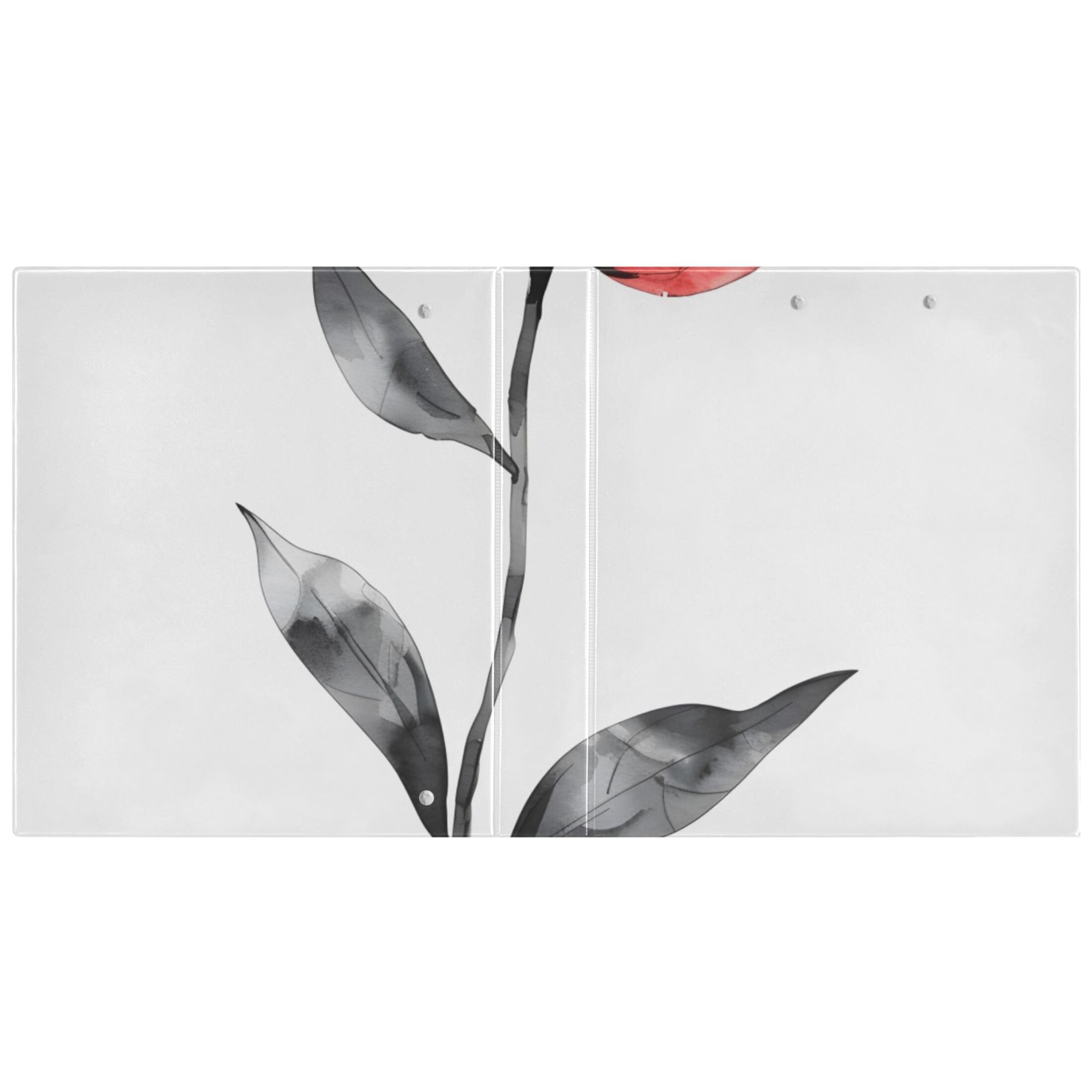 Red Flower Black Leaves 3 Ring Binders 1.5 inch Hardcover File Folders with Interior Pockets A4 Size Organizer for School Office Hospital