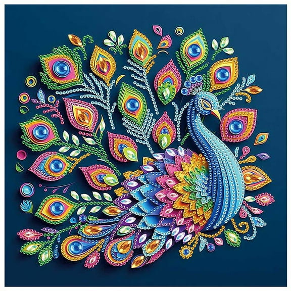 5D DIY Diamond Painting Kit Colourful Peacock Creative Handicraft for Home Wall Decor, Birthday or Christmas Gift