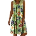 thumbnail image 1 of Vestido HUOGUO para mujer, casual, de encaje, cuello en O, estampado retro, 1 of 5