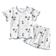 thumbnail image 4 of Gubotare Pajamas Set for Girls Little Girl's Pajama Sets Printed Short Sleeve Button Tops Shorts Sleepwear PJ's 5T 6T (Blue,5-6 Years), 4 of 4