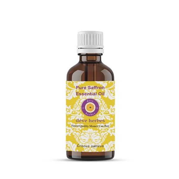 Deve Herbes Pure Saffron Essential Oil (Crocus sativus) Steam Distilled, Natural & Aromatherapy Use 5ml