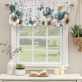 thumbnail image 2 of 2 Pack Valances for Window, Teal Tulip Butterfly Short Curtains for Kitchen Bedroom Living Room, Beige Turquoise Floral Grey Wooden Rod Pocket Small Window Treatment Valance Drapes 42 x 12 Inch, 2 of 8