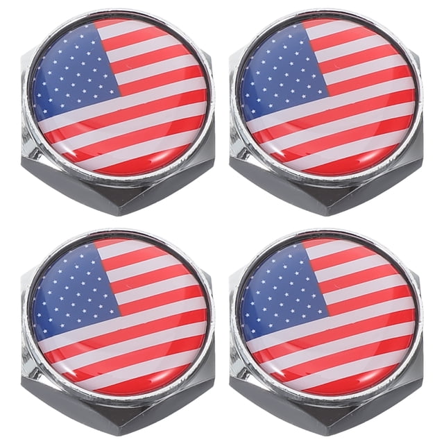 4 Sets Car License Plate Screws License Plate Fasteners Decorative License Plate Frame Accessories(American Flag Type)