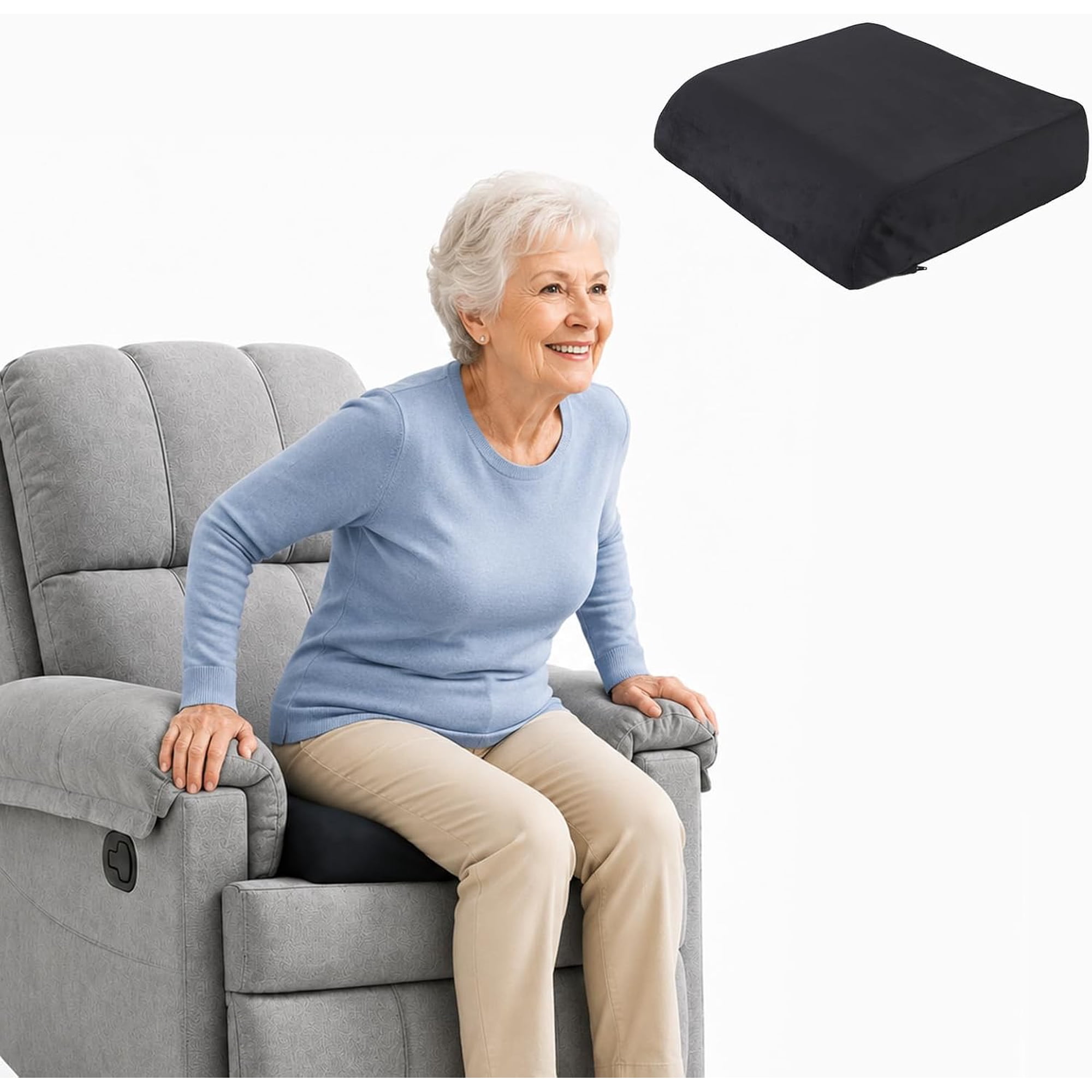 Seat Cushion for Recliner, 20"x20"x4", Chair Cushions for Elderly | Booster Seat Cushion for Recliner - Helps Getting Up Easier, Non- Slip Chair Cushions for Elderly
