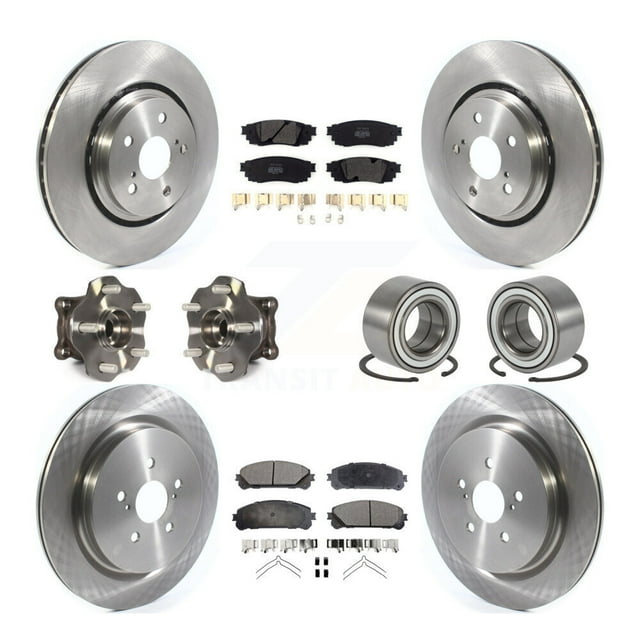 Transit Auto Front Rear Wheel Hub Bearing Assembly Disc Brake Rotor and Semi-Metallic Pads Kit (10Pc) for Car 2016 Lexus RX350 AWD Excluding Vehicles Manufactured In Japan - Left Right Side KBB-114171