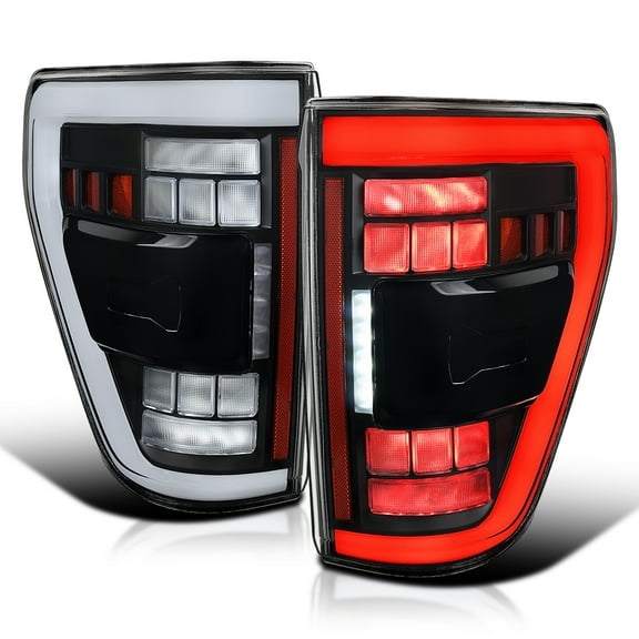 Spec-D Tuning Black Full LED Tail Lights w/ Sequential Turn Signal and Startup Animation Compatible with 2021-2023 Ford F-150 Models w/ OE Halogen Blind Spot Tail Lights, Left Right Assembly