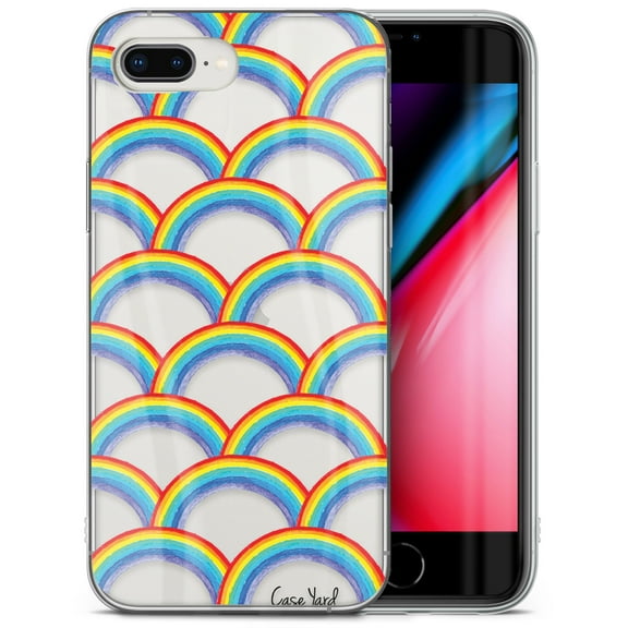 Case Yard iPhone-8-Plus Case Clear Soft & Flexible TPU Ultra Low Profile Slim Fit Thin Shockproof Transparent Bumper Protective Cover Drop Protective Cell Phone Cases (Rainbow Pattern)