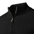 thumbnail image 6 of UVEASISHA Big and Tall Golf Shirts for Men Quarter Zip Pullover Sweaters Fall Long Sleeve Stand Collar Textured Sweater Solid Color Knit Jumper Black 4XL, 6 of 6