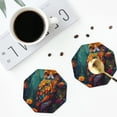 thumbnail image 4 of Yiaed Colorful Owl Forest Print Leather Coasters for Drinks - Cup Coasters Coffee Table Kitchen Table Bar, Home & Office Gifts Handmade Drink Coasters-Octagon, 4 of 6