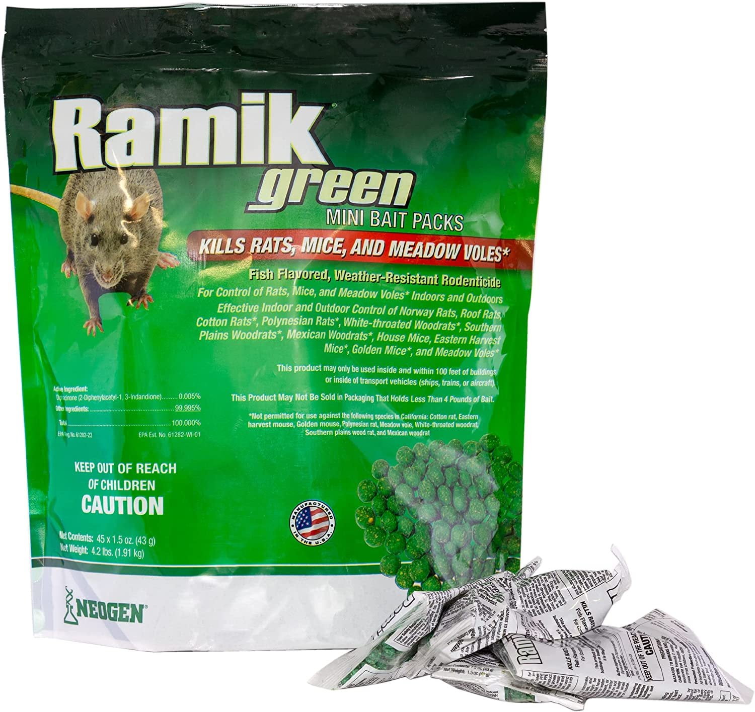Neogen 116317 Ramik Green 45Mini Bait Packs, 4.2 Pounds
