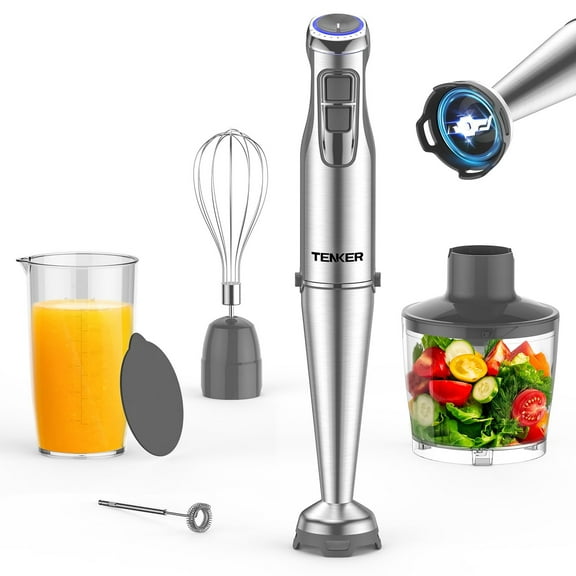 TENKER Immersion Blender Handheld for Kitchen, 5-in-1 Multi-Purpose Hand Blender, 12-Speed Stick Blender