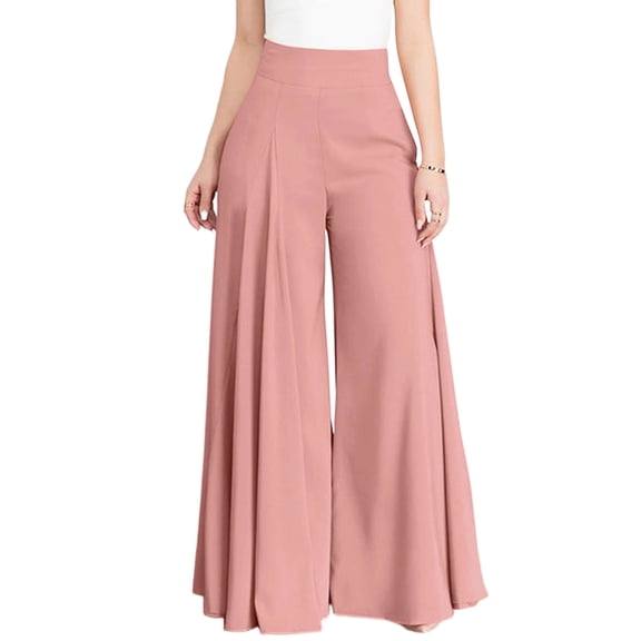 Palazzo Pants for Women Slacks Wide Leg High Waisted Business Casual Work Trousers with Pockets Pink 5XL