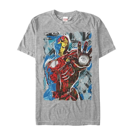 Men's Marvel Iron Man Eclectic Poster  Graphic Tee Athletic Heather Large