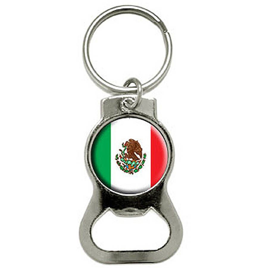 Mexico Mexican Flag Bottle Cap Opener Keychain Ring