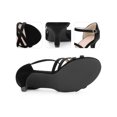thumbnail image 4 of BLISSFUL STEP Open Toe Cross Strap Kitten Heels Sandals for Women Black 6, 4 of 8