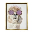 thumbnail image 4 of Stupell Industries Fluffy Alpaca Fun Purple Glam Sunglasses Portrait Painting Metallic Gold Floating Framed Canvas Print Wall Art, Design by Jennifer Redstreake, 4 of 5