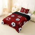 thumbnail image 3 of Castle Fairy Pink Soccer Print Twin Comforter Sets 2pcs, Vintage Sport Ball Bedding Set, Black Red,Black Reversible,1 Comforter and 1 Pillowcase, 3 of 6