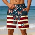 thumbnail image 2 of Amzcrzy Men Beach Shorts American Flag Print Mens Shorts Elastic Waist Dstring Quick Dry Casual Comfy Board Shorts for Fourth of July Summer Wear @11 M, 2 of 5