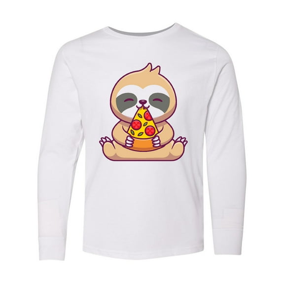 Inktastic Sloth Pizza Long Sleeve Youth T-Shirt