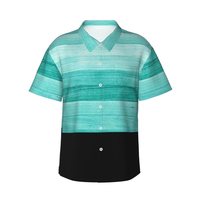 Balery Teal Turquoise Camisas hawaianas de manga corta para hombre, camisas playeras de corte holgado, camisas de vacaciones con botones,X-Large