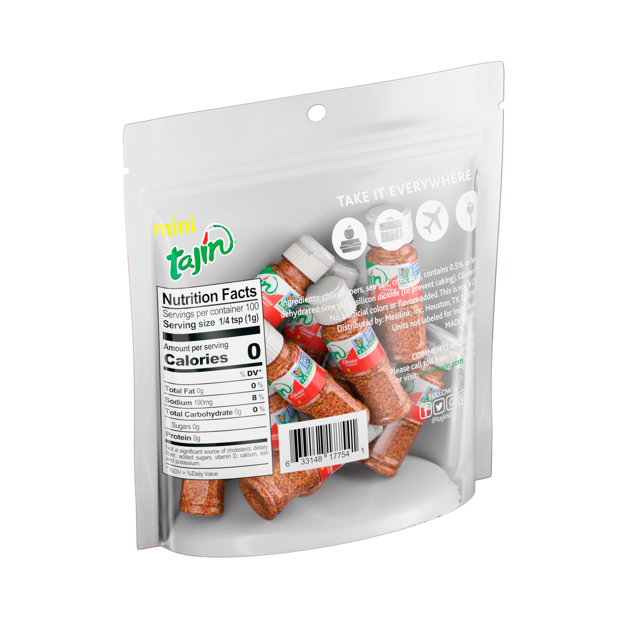 (10 pack) Tajin® Clasico Seasoning, Mexican Chili Lime Seasoning, 0.35 oz Mini Tajin® Bottles
