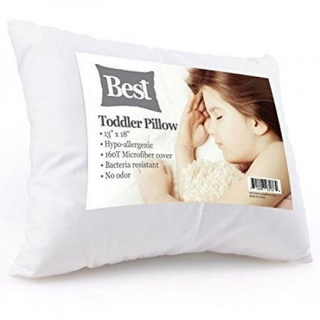 Best Toddler Pillow (INCREDIBY SOFT - 100% HYPOALLERGENIC) No Pillowcase Needed! Allergy Free - White Microfiber Finish 13x18 - Provides Great Back & Neck Support for Any Toddler, Kid, or (The Best Pillow For Neck And Back Pain)