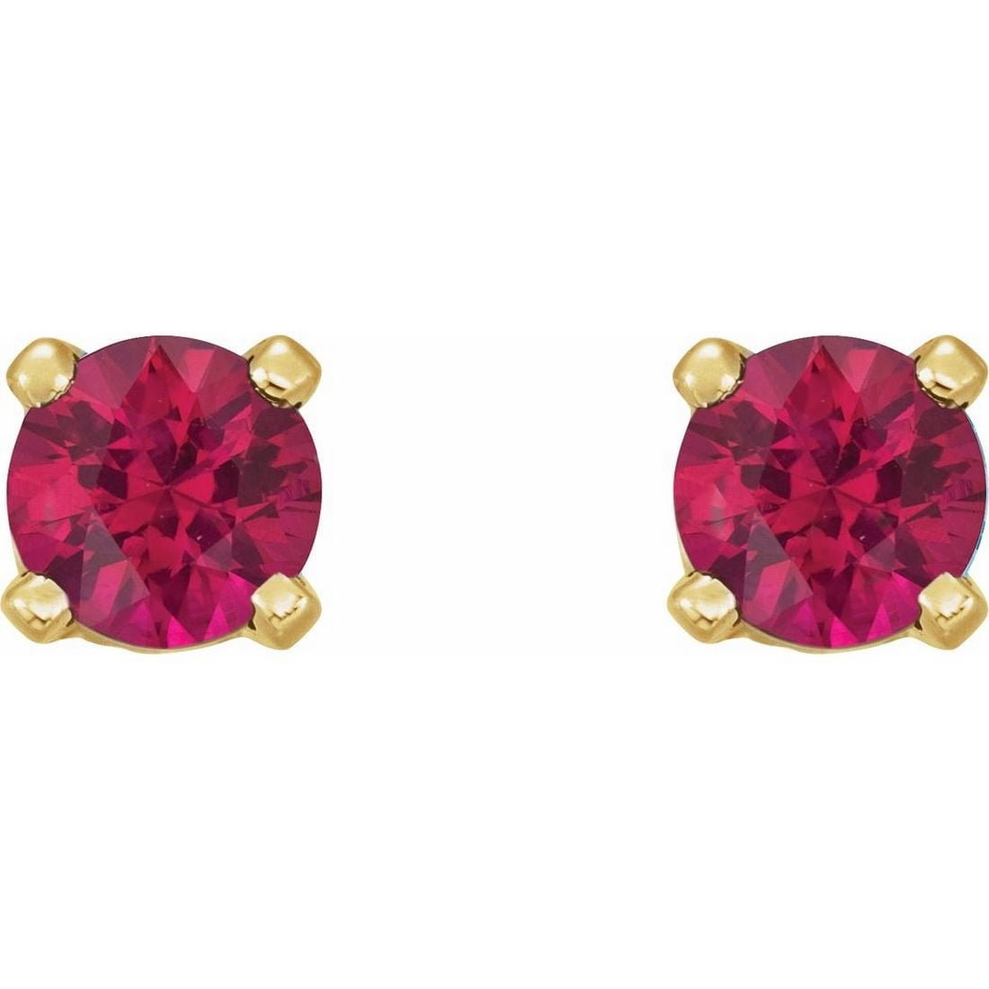 14k Yellow Gold Natural Ruby Round 3mm Threaded Backs Included Polished Earring Stud Earring for Women