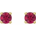 thumbnail image 2 of 14k Yellow Gold Natural Ruby Round 3mm Threaded Backs Included Polished Earring Stud Earring for Women, 2 of 2