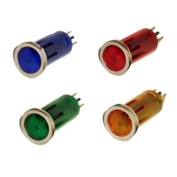 BE-TOOL Indicator Light With Chrome Bezel Fit for 12.5mm Round Hole Standard Spade Type Connectors 12V DC-380V AC