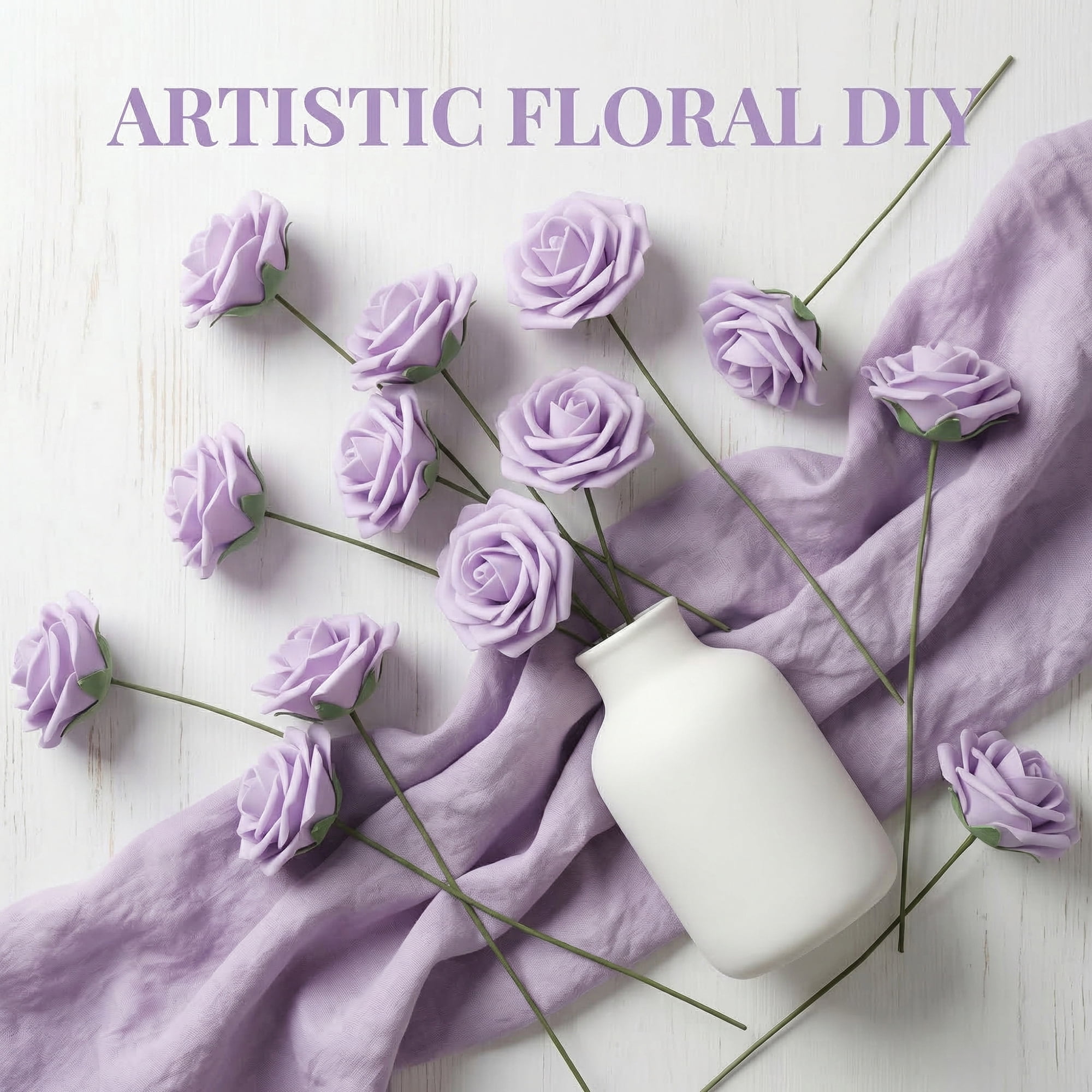 Unique Bargains Artificial Detachable Rose Silk Flower Light Purple 7.1"