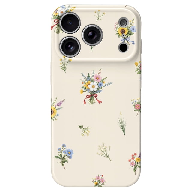 SKLYDDI Étui Mignon Esthétique à Motif Floral pour iPhone 15 Pro