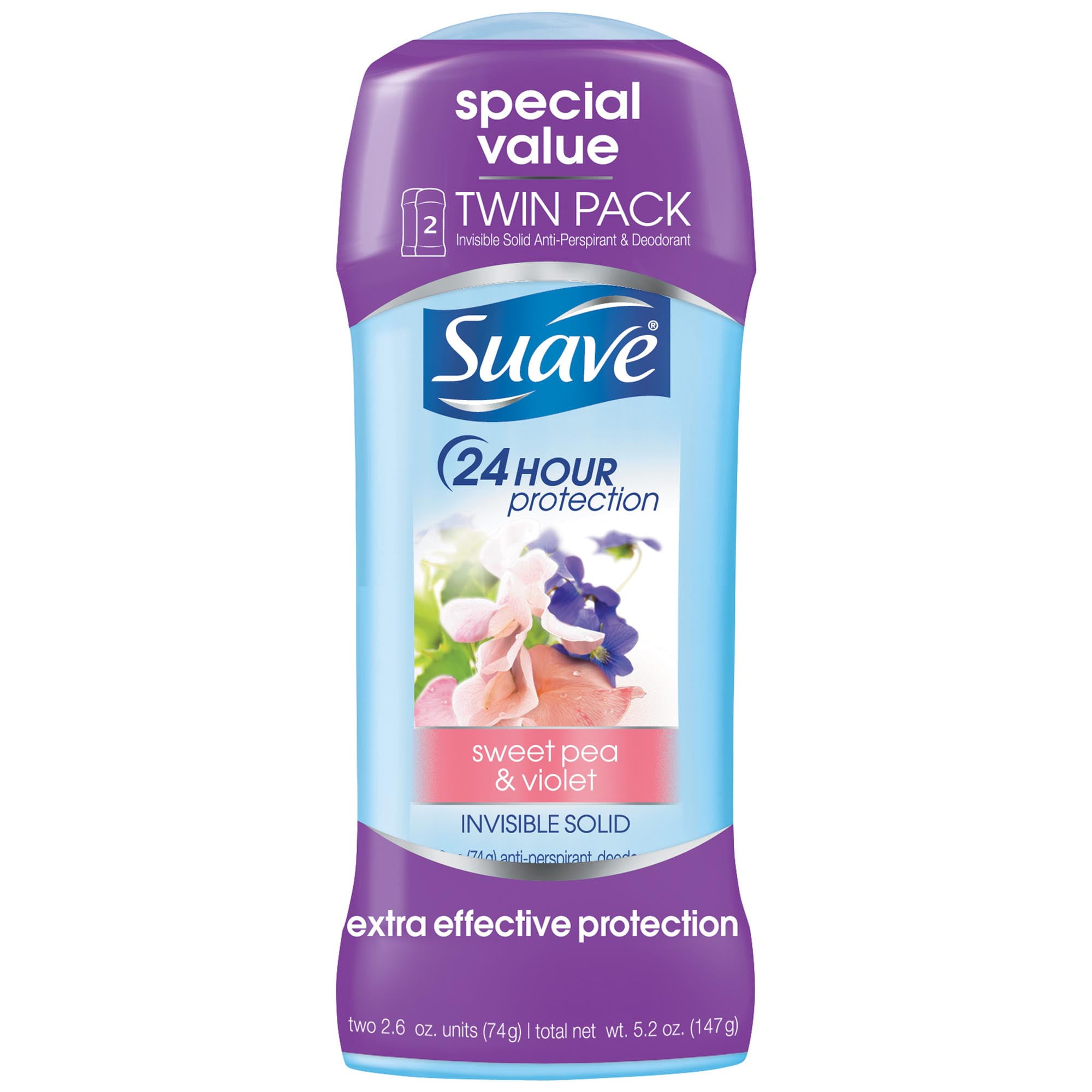 Suave Sweet Pea Antiperspirant Deodorant, 2.6 oz, Twin Pack Walmart