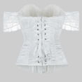 thumbnail image 4 of Women's Off-the-Shoulder Corset Top Ruffle Sleeve Sweetheart Neck Bustier Vintage Overbust Corset with Front Hook XS, 4 of 5