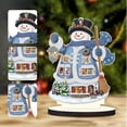thumbnail image 2 of Decoración de mesa de arte de diamante de muñeco de nieve de Navidad de madera para decoración de escritorio de oficina en casa, 2 of 9