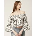 thumbnail image 4 of Moomaya Printed Off-Shoulder Top, WomenS Long Bell Sleeve Crop Top Blouse, 4 of 8