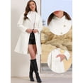 thumbnail image 2 of DARING DIVA Women's Stand Collar Belted Single Breasted Trench Pea Coat S White, 2 of 6
