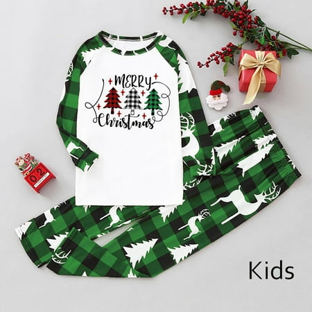 

Parent-Child Wear Christmas Plaid Print Round Neck Long Sleeve Loungewear Set Family Set