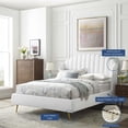 thumbnail image 5 of Platform Bed Frame, Queen Size, Velvet, White, Modern Contemporary Urban Design, Bedroom Master Guest Suite, 5 of 10