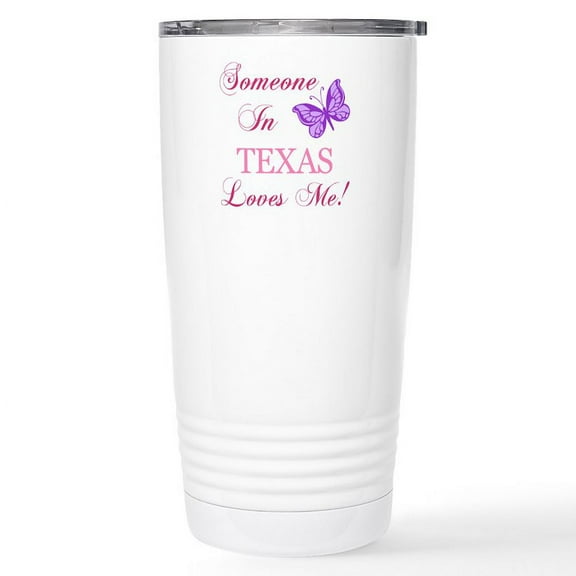 CafePress - Texas State (Butterfly) Stainless Steel Travel Mug - Insulated Stainless Steel Travel Tumbler 20 oz.