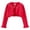 Red, variant on Girls Lightweight Cropped Knit Cardigan Round Neck Ruffled Long Sleeve Cardigans Spring Summer Autumn Casual Sweater Jacket