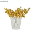 thumbnail image 3 of BadPiggies 12 Pack Glitter Berry Stems, 8 Inch Artificial Christmas Tree Picks Decoration Filler Ornaments DIY Xmas Wreath (Gold), 3 of 7