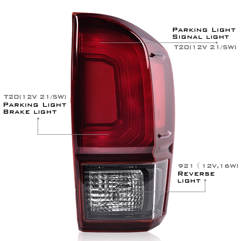 PIT66 Rear Tail Light Lamp Fit for Toyota Tacoma 2016-2023 All Models 8155004200,81550 04200,81550-04200,TO2801201 Red Lens Black Housing Right