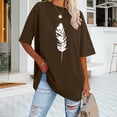 thumbnail image 2 of Baberdicy Floral Print Crew Neck T-Shirt - Women's Summer Short Sleeve Blouse, Colorful Flower Pattern Casual Tee, Loose Fit Youthful Tunic Top (Coffee | XL), 2 of 5