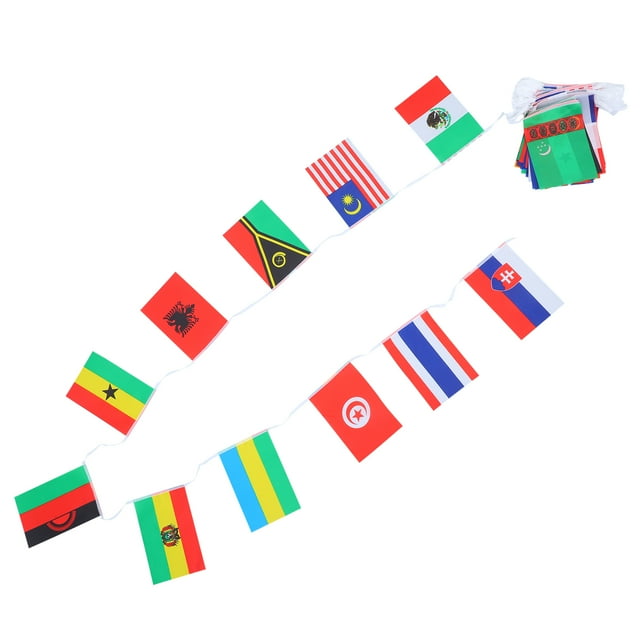GOOHOCHY Bandera nacional de cuerda, 100 países, banderas del mundo, pequeñas banderas colgantes para decoración de bares.