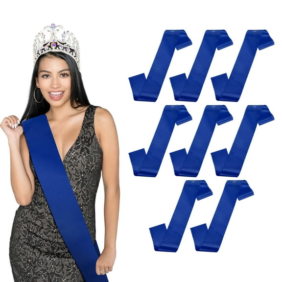 Uxcell 8-Pack Blank Satin Sash, 3.8"/95mm Party Accessory Sashes for Wedding/Birthday/Party Decorations/DIY /Graduation [Sapphire Blue]